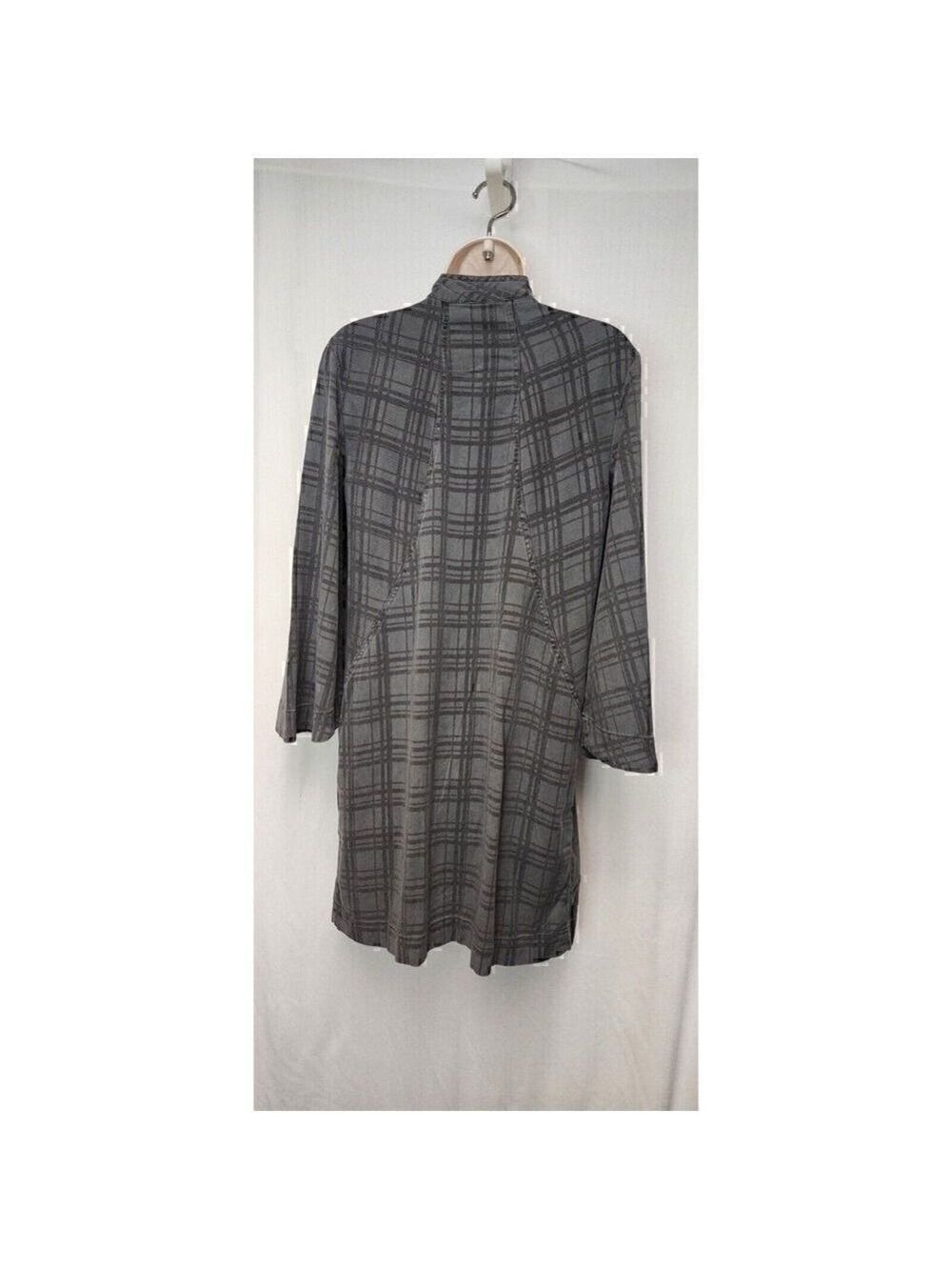 XCVI Boxy Plaid Glen Check Pattern Bell Sleeves Tunic Front Zip Jacket Size XS - Picture 5 of 9